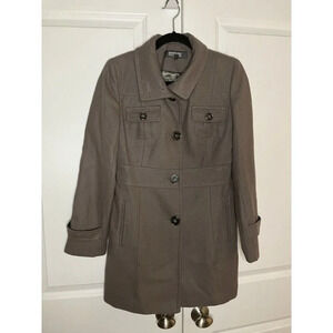 Kenneth Cole Reaction Trench Coat Wool Blend Peacoat Womens‎ S Gray Neutral